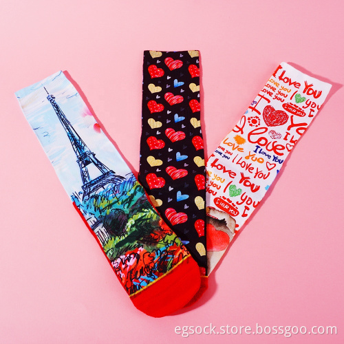 Lover's eco friendly printed one size fits socks